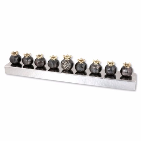 Yair Emanuel Bar Hanukkah Menorah - Brown Pomegranates